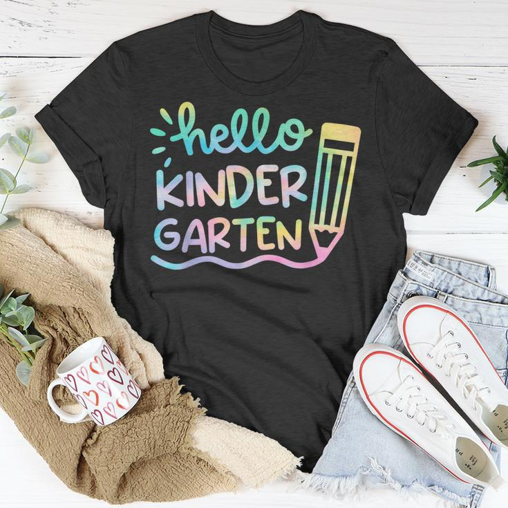 Hello Kindergarten Tie Dye Teachers Kids Back To School Unisex T-Shirt Funny Gifts
