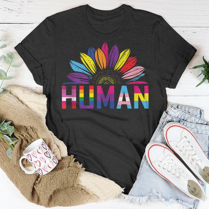 Human Lgbtq Month Pride Sunflower Unisex T-Shirt Unique Gifts