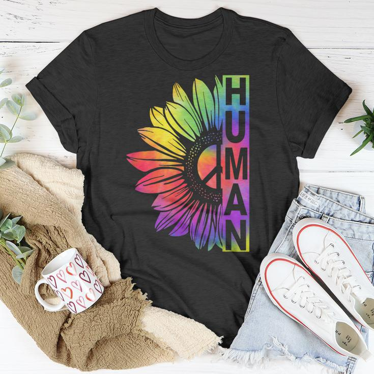 Human Sunflower Lgbt Tie Dye Flag Gay Pride Proud Lgbtq Unisex T-Shirt Unique Gifts