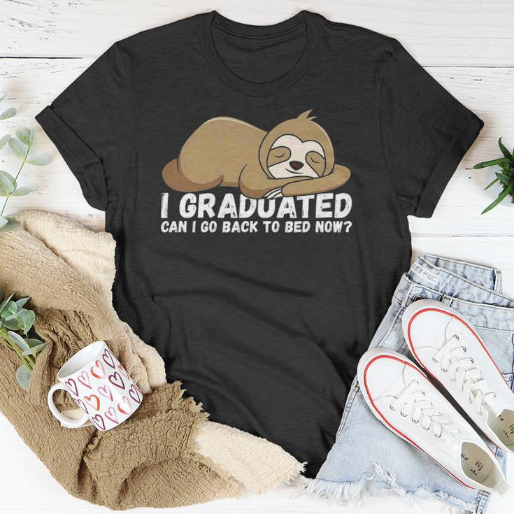 I Graduated Can I Go Back To Bed Now - Funny Senior Grad Unisex T-Shirt Unique Gifts
