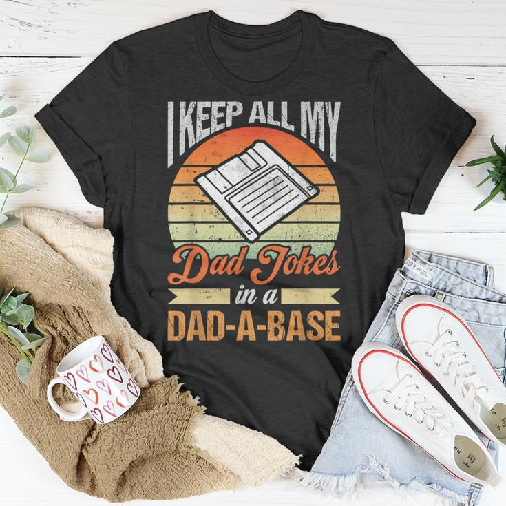 I Keep All My Dad Jokes In A Dad-A-Base Vintage Father Dad Unisex T-Shirt Unique Gifts