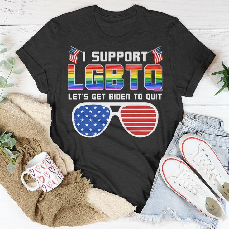 I Support Lgbtq Lets Get Biden To Quit Funny Political Unisex T-Shirt Funny Gifts