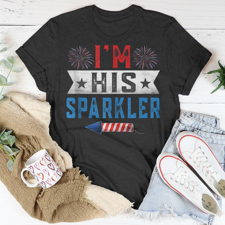 Im His Sparkler Cute 4Th Of July Matching Couple For Her Unisex T-Shirt Funny Gifts