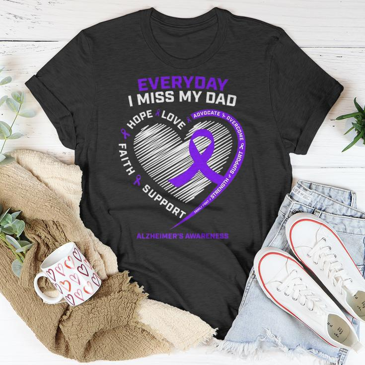 In Memory Dad Purple Alzheimers Awareness Unisex T-Shirt Unique Gifts