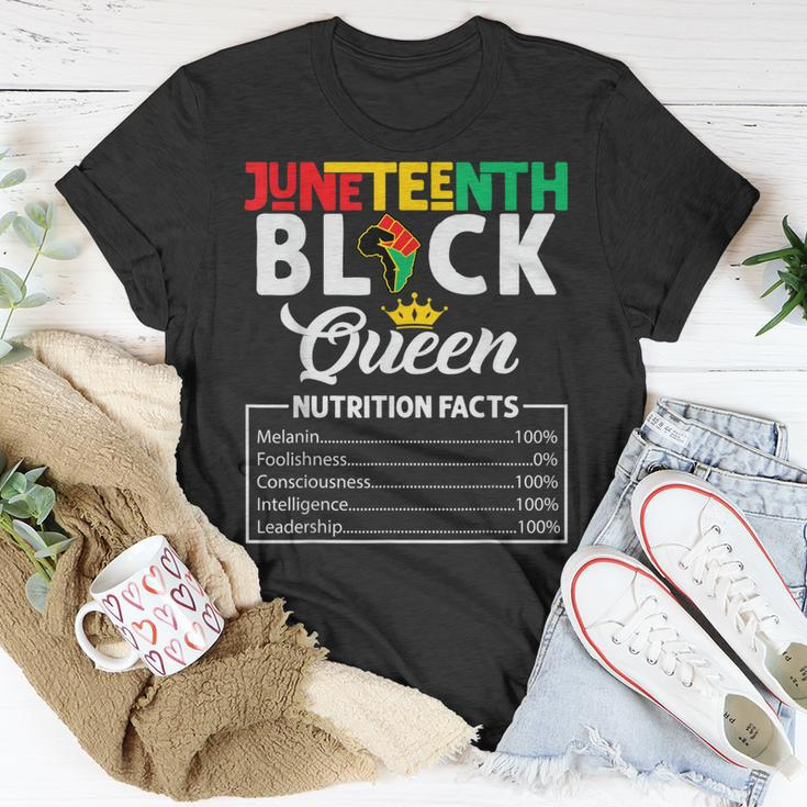 Junenth Womens Black Queen Nutritional Facts Freedom Day Unisex T-Shirt Unique Gifts