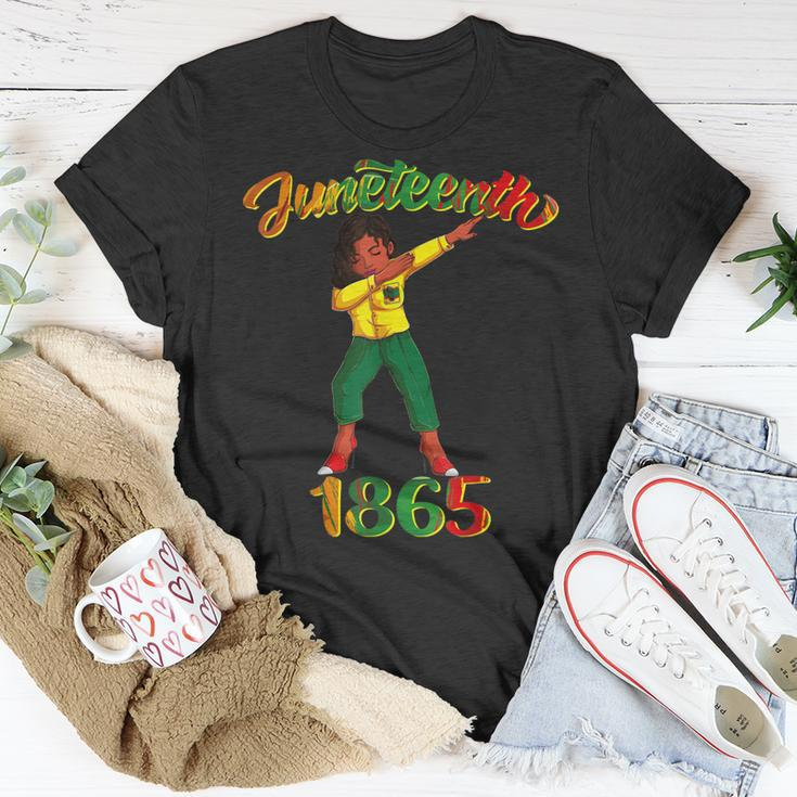 Juneteenth 1865 Dab Black Woman Brown Skin Afro American Unisex T-Shirt Unique Gifts
