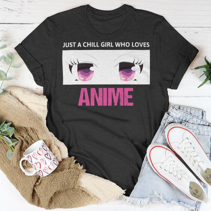 Just A Girl Who Loves Anime Chill Anime Girl Unisex T-Shirt Funny Gifts