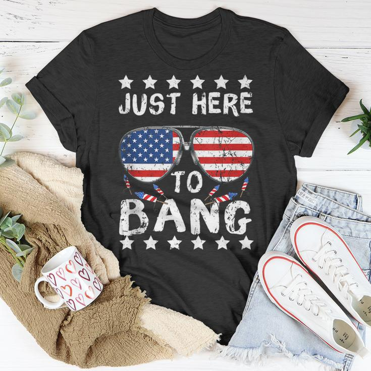 Just Here To Bang And Drink Beer Fourth Of July 4Th Of July Unisex T-Shirt Funny Gifts