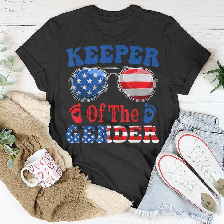 Keeper Of The Gender 4Th Of July Baby Gender Reveal Unisex T-Shirt Unique Gifts