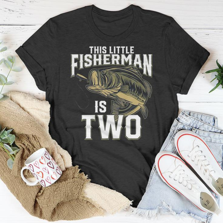 Kids 2 Years Old Fishing Birthday Party Fisherman 2Nd Gift For Boy Unisex T-Shirt Unique Gifts