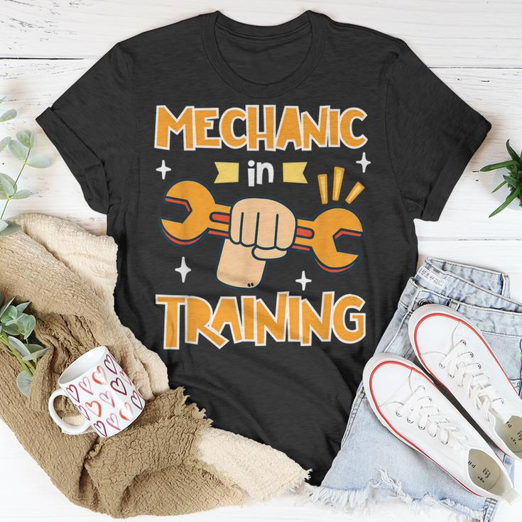 Kids Little Future Mechanic In Training Car Auto Proud Dad Unisex T-Shirt Funny Gifts
