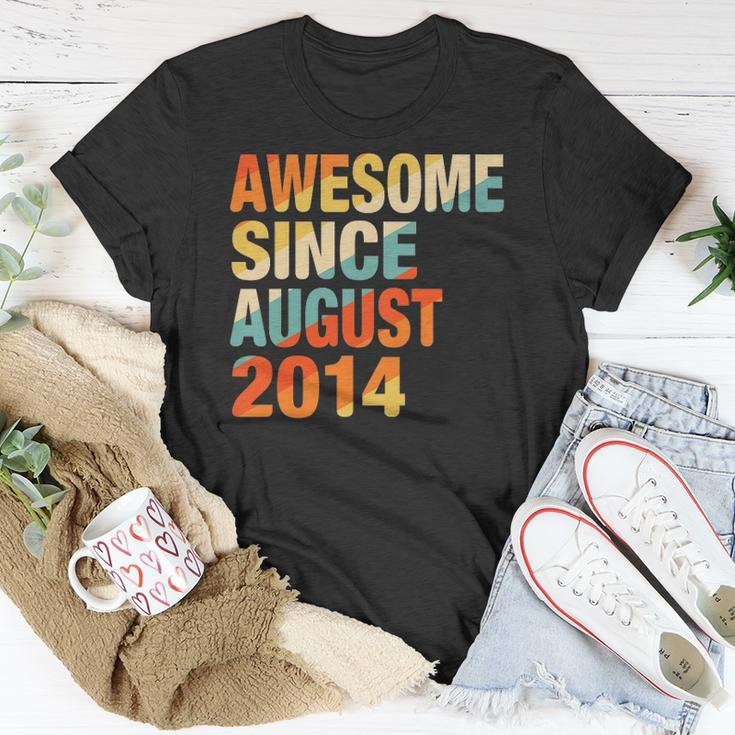 Kids Vintage 7Th Birthday Awesome Since August 2014 7 Years Old Unisex T-Shirt Unique Gifts