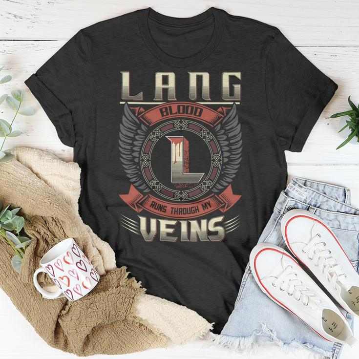 Lang Blood Run Through My Veins Name V5 Unisex T-Shirt Funny Gifts
