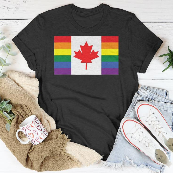 Lgbt Gay Pride Rainbow Canadian Flag Unisex T-Shirt Unique Gifts