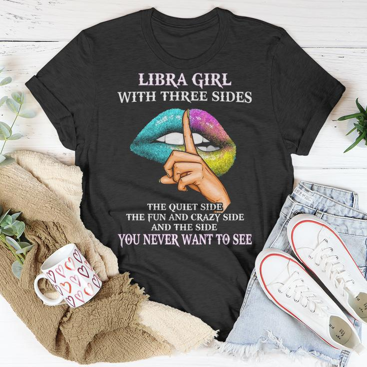 Libra Girl With Three Sides Libra Girl Birthday T-Shirt Funny Gifts