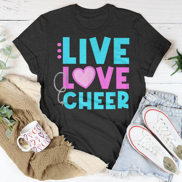 Live Love Cheer Funny Cheerleading Lover Quote Cheerleader V2 Unisex T-Shirt Funny Gifts