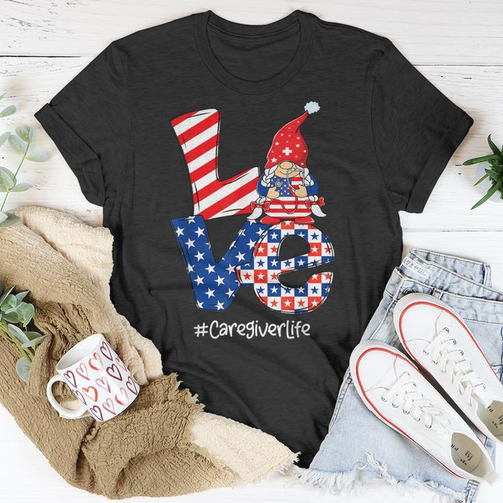 Love Caregiver Life Nurse Stethoscope Patriotic 4Th Of July Unisex T-Shirt Funny Gifts