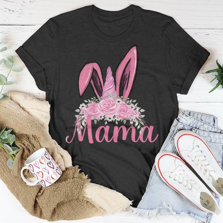 Mama Floral Leopard Bunny Easter Happy Easter Mothers Day Unisex T-Shirt Funny Gifts