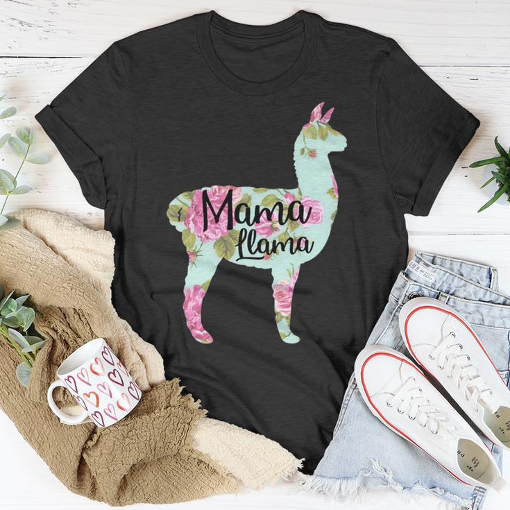 Mama Llama Floral Unisex T-Shirt Funny Gifts