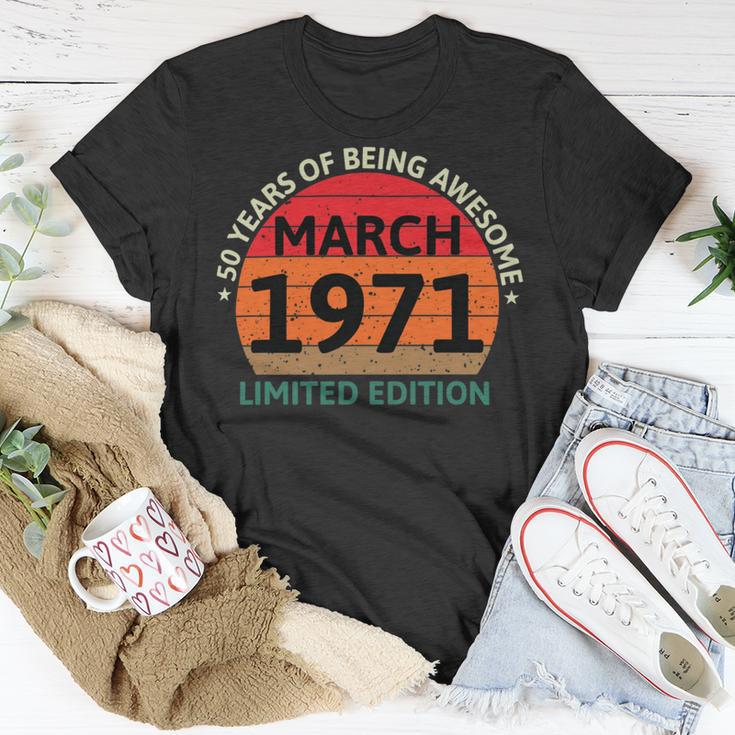 March 1971 50 Years Old Retro Vintage 50Th Birthday Unisex T-Shirt Funny Gifts