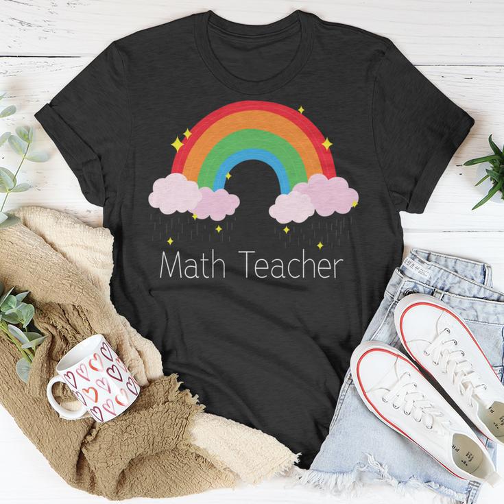 Math Teacher With Rainbow Design Unisex T-Shirt Funny Gifts