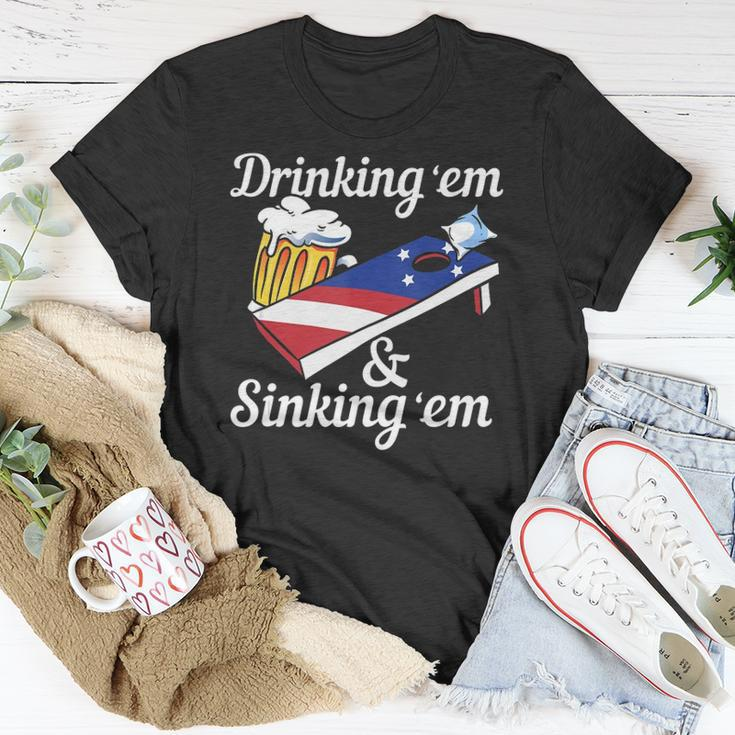 Mens Men Or Women Drinking Yard Game - Funny Cornhole Unisex T-Shirt Unique Gifts