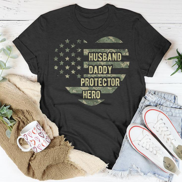 Mens Mens Husband Daddy Protector Heart Camoflage Fathers Day Unisex T-Shirt Unique Gifts