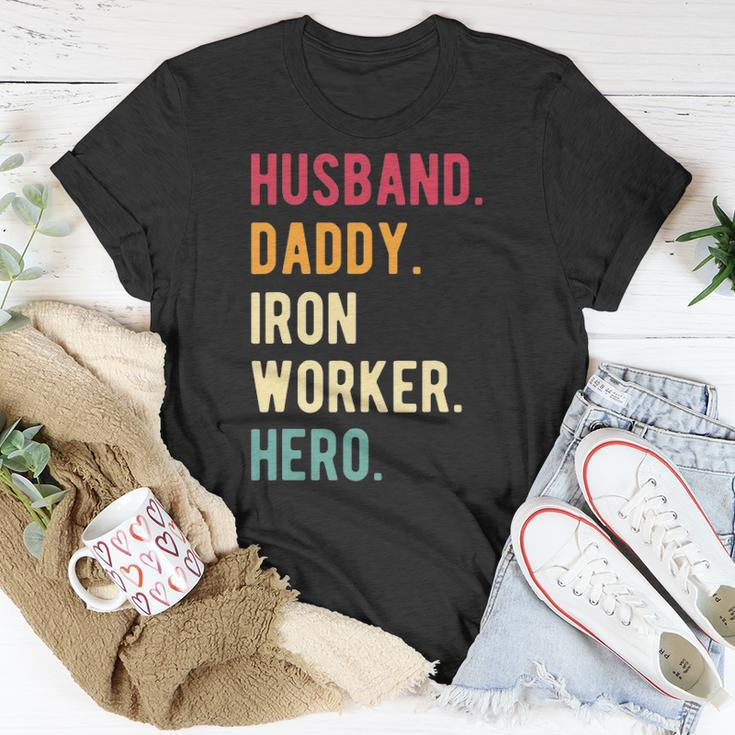Mens Vintage Husband Daddy Iron Worker Hero Fathers Day Gift Unisex T-Shirt Unique Gifts