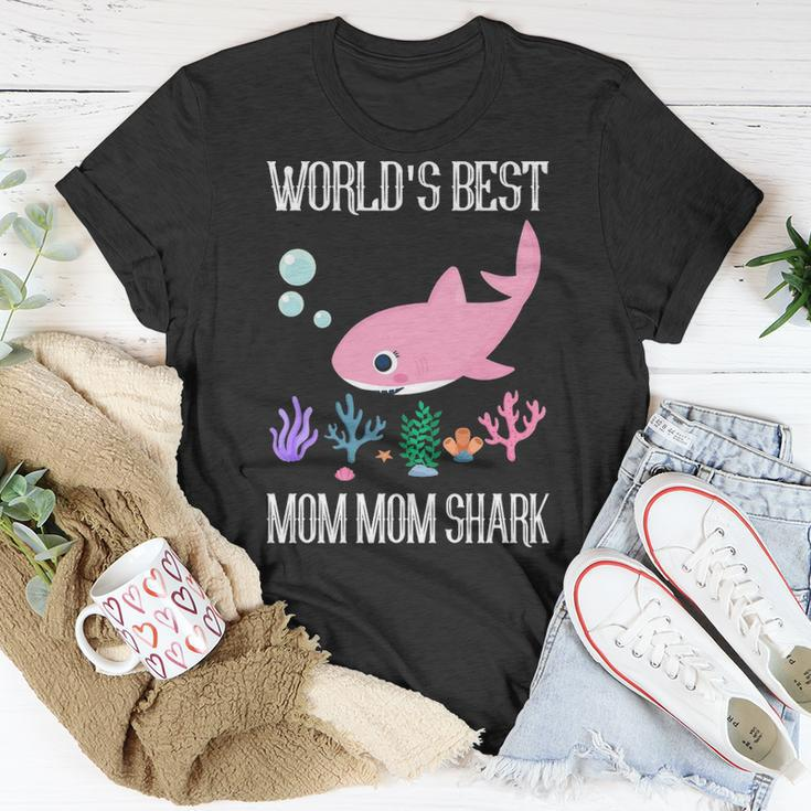 Mom Mom Grandma Worlds Best Mom Mom Shark T-Shirt Funny Gifts