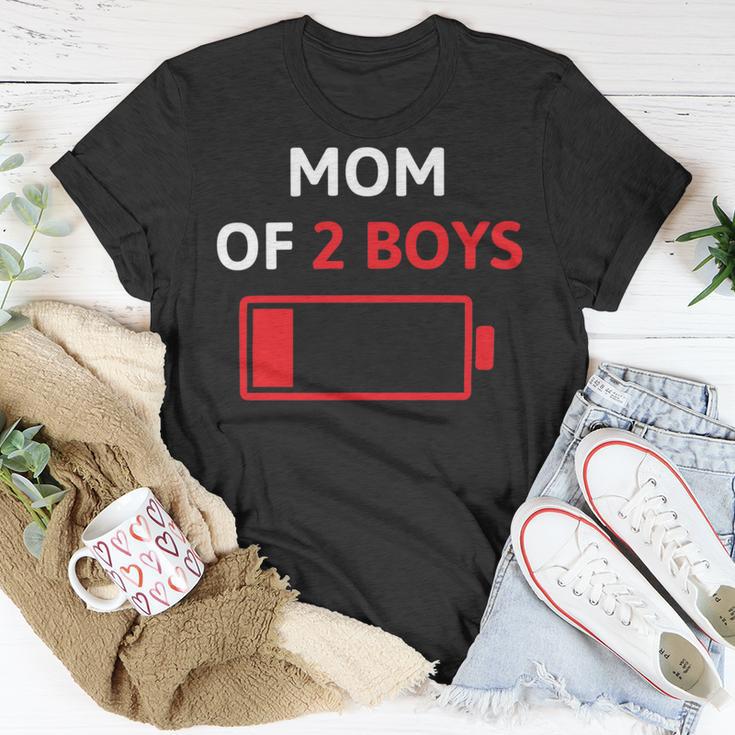 Mom Of 2 Boys Mothers Day Low Battery Unisex T-Shirt Funny Gifts