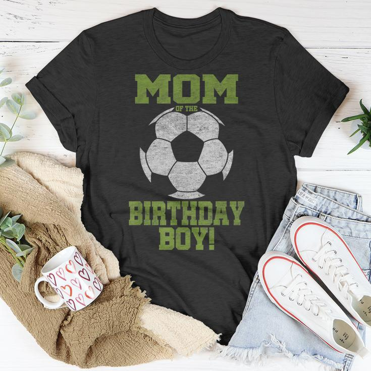 Mom Of The Birthday Boy Soccer Lover Vintage Retro Unisex T-Shirt Funny Gifts