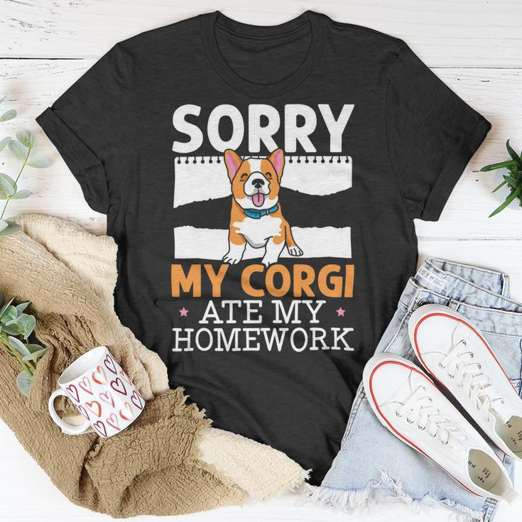 My Corgi Ate My Homework Welsh Corgi Dog Owner Puppy V2 Unisex T-Shirt Unique Gifts