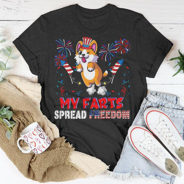 My Farts Spread Freedom Funny American Flag Corgi Fireworks V3 Unisex T-Shirt Unique Gifts