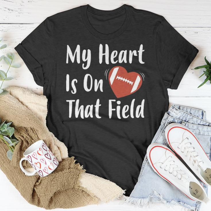 My Heart Is On That Field Football Player Mom Unisex T-Shirt Unique Gifts