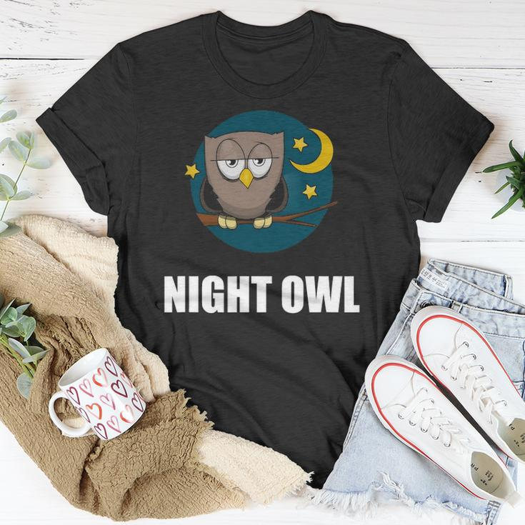 Night Owl Moon Cartoon Funny Unisex T-Shirt Unique Gifts