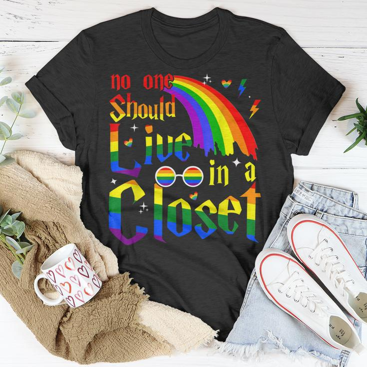 No One Should Live In A Closet Lgbt-Q Gay Pride Proud Ally Unisex T-Shirt Unique Gifts