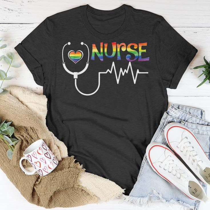 Nurse Rainbow Flag Lgbt Lgbtq Gay Lesbian Bi Pride Ally Unisex T-Shirt Unique Gifts