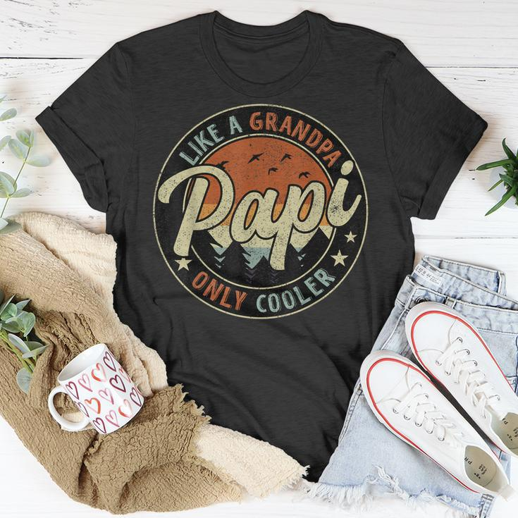 Papi Like A Grandpa Only Cooler Vintage Retro Fathers Day Unisex T-Shirt Unique Gifts