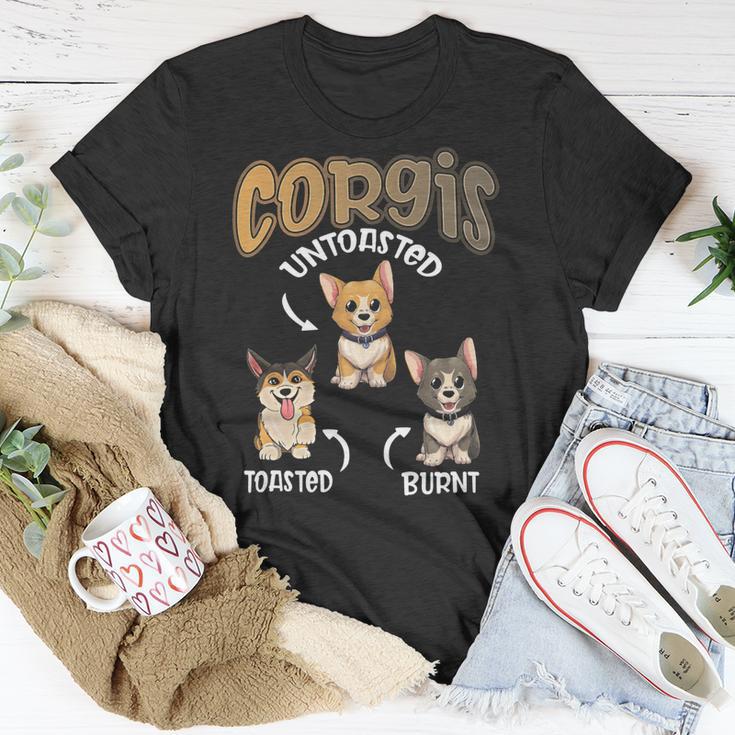 Pembroke Welsh Corgi Untoasted Toasted Burnt Dog Lovers Unisex T-Shirt Unique Gifts