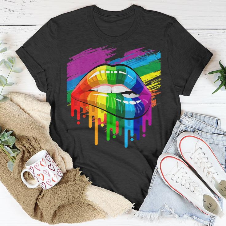 Rainbow Lips Lgbt Pride Month Rainbow Flag Unisex T-Shirt Unique Gifts