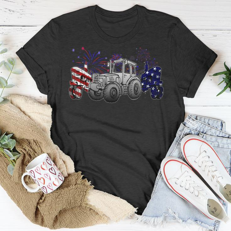 Red White Blue Tractor Usa Flag 4Th Of July Patriot Farmer Unisex T-Shirt Funny Gifts