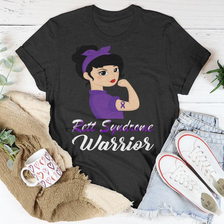 Rett Syndrome Warrior Purple Women Purple Ribbon Rett Syndrome Rett Syndrome Awareness Unisex T-Shirt Funny Gifts