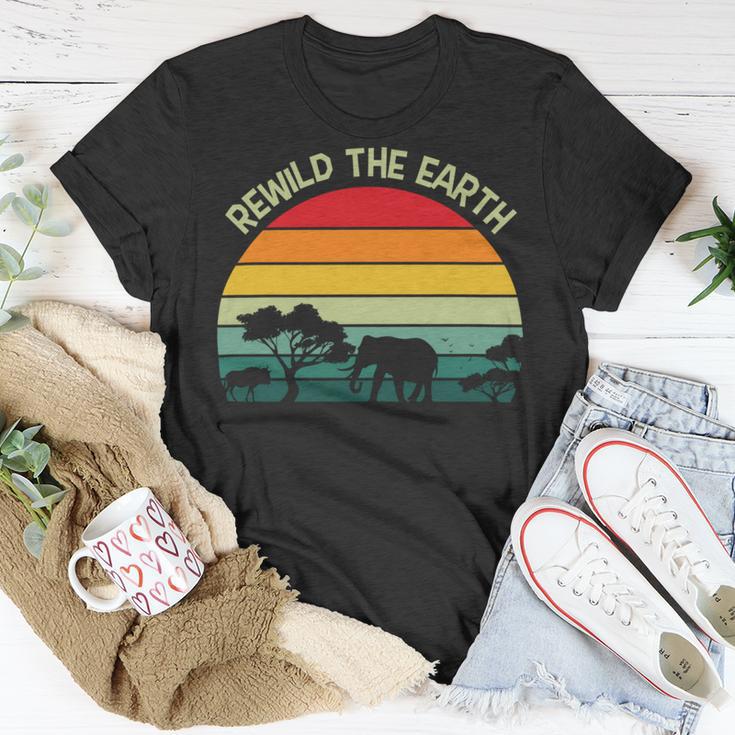 Rewild The Earth Animal Forest Earth Day Unisex T-Shirt Funny Gifts