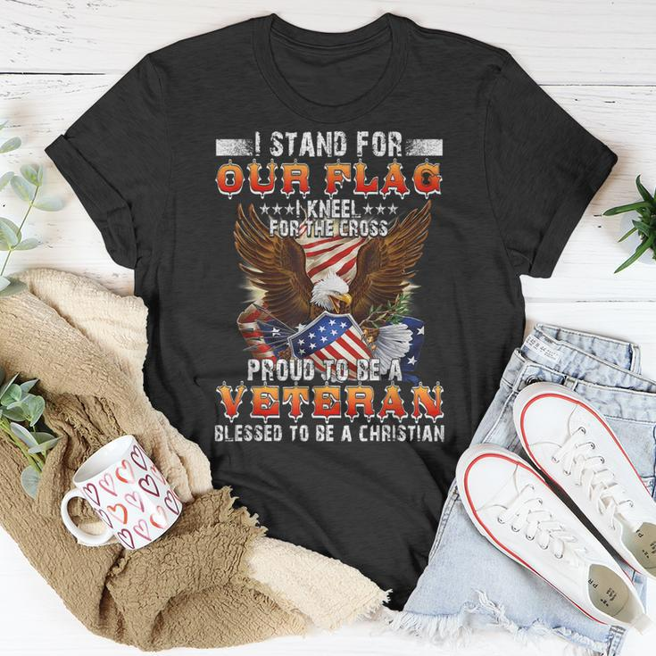 Stand For Our Flag I Kneel For The Cross Proud American T-shirt Personalized Gifts