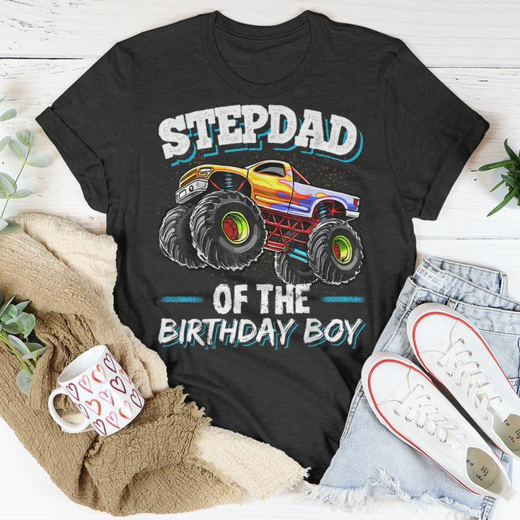 Stepdad Of The Birthday Boy Matching Family Monster Truck Unisex T-Shirt Funny Gifts
