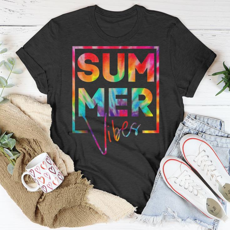 Summer Vibes Tie Dye Hello Summer Vacation Unisex T-Shirt Funny Gifts