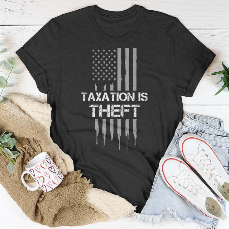 Taxation Is Theft American Flag 4Th Of July Gift Unisex T-Shirt Unique Gifts