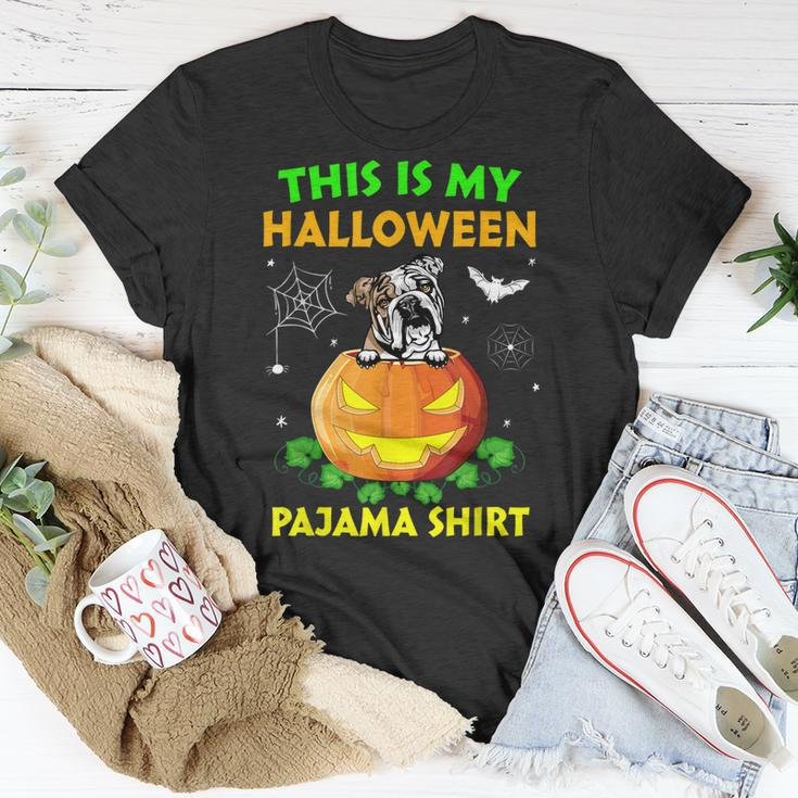 This Is My Halloween Costume Pajama English Bulldog Lover Unisex T-Shirt Funny Gifts