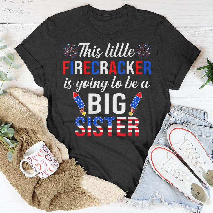 This Little Firecracker Is Going To Be Big Sister 4Th July Unisex T-Shirt Funny Gifts