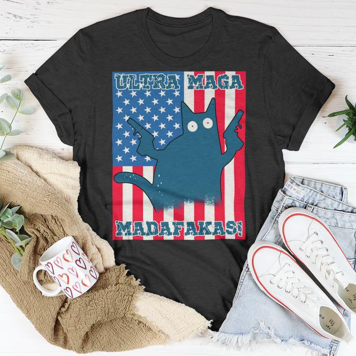 Ultra Maga Madafakas Cat American Flag Unisex T-Shirt Funny Gifts